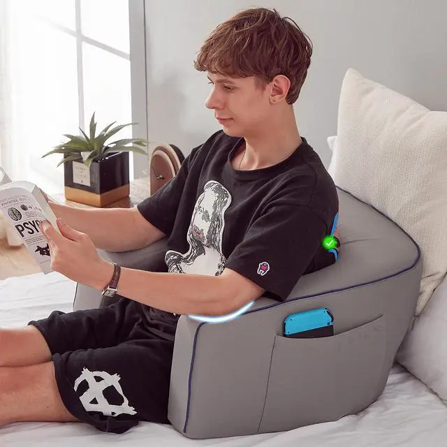 Alt view image 6 of 7 - Reading Pillow with Armrests Extra Large Memory Foam Gaming Pillow for Adult, Lap Desk for Laptop, Arm Rest for Working, Crocheting, Playing Game or Siting in Bed, Floor, Sofa, (Grey)