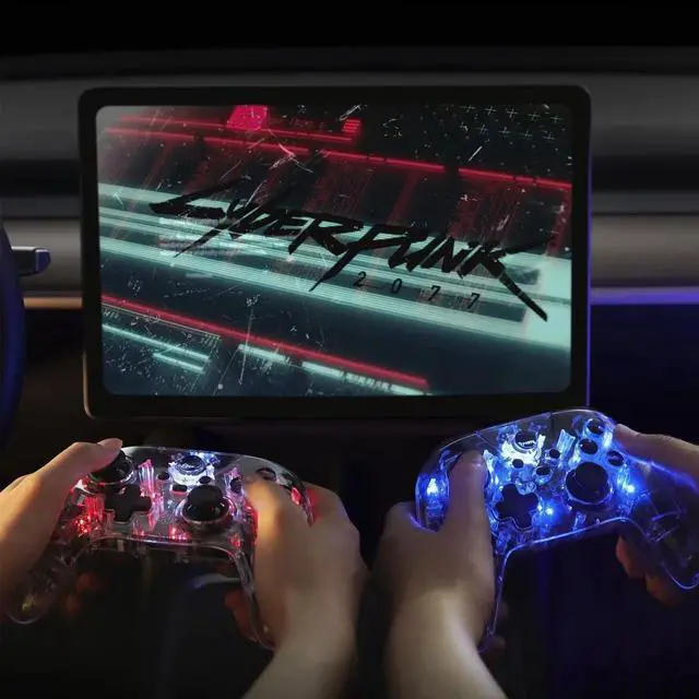 Alt view image 3 of 7 - Wireless Game Controller for Tesla Model 3/Y/S/X, Multi-Device Crystal Clear Controller with 7-Colors LED Mode Special Programmed and Design For Tesla/Switch/STEAM Deck/PC(1 pc)