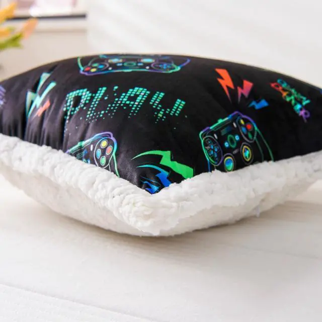 Alt view image 7 of 7 - Video Game Controller Printed Reading Pillow Bed Wedge Backrest with Arms, Couch TV Relax Bed Rest Pillow Back Support Cushion for Kids Teens Boys Girls,Multi Game