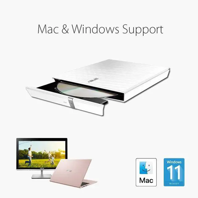 Alt view image 6 of 7 - LITE Portable USB 2.0 Slim 8X DVD/Burner +/- Rewriter External Drive, Compatible with Both Mac & Windows, White (SDRW-08D2S-U/W/G/ACI/AS)