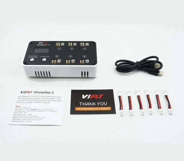 Alt view image 6 of 7 - WhoopStor V3 6 Ports 1S LiPo Battery Storage Charger and Discharger with LCD Display Tiny Whoop Charger with PH2.0 and BT2.0 Connectors
