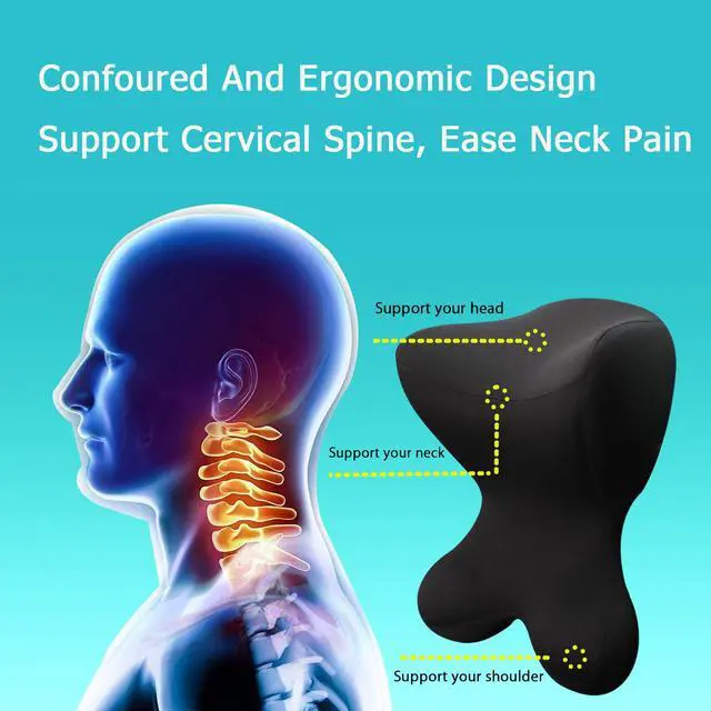 Alt view image 3 of 7 - Car Neck Pillow for Driving Seat Car headrest Pillow/Gaming Chair Pillow with Adjustable Strap Removable Cover Ergonomic Design Neck Support Pillow for auto, Office Chair, Gaming Chair(Black)