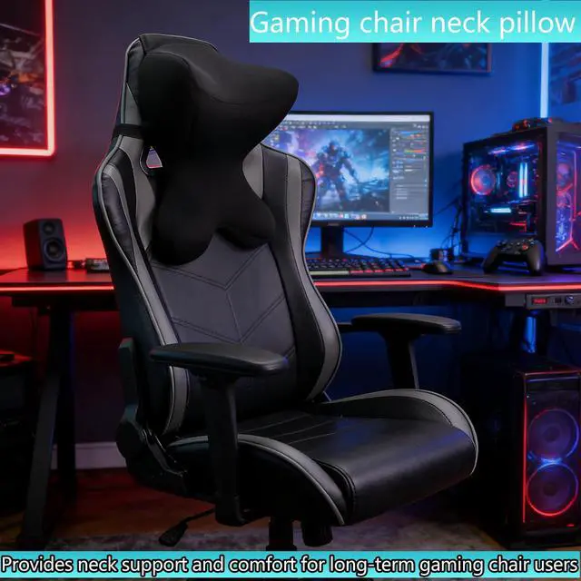 Alt view image 5 of 7 - Car Neck Pillow for Driving Seat Car headrest Pillow/Gaming Chair Pillow with Adjustable Strap Removable Cover Ergonomic Design Neck Support Pillow for auto, Office Chair, Gaming Chair(Black)