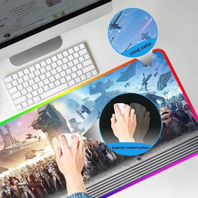 Alt view image 2 of 7 - XXL Large Gaming RGB Mouse Pad The Chosen One Custom Desk Pad,Mousepad with Anti-Slip Rubber Base,Stitched Frame Mouse Mat,Portable Desk Mat for Computer Keyboard Mice Laptop & PC,31.5X15.7 Inch