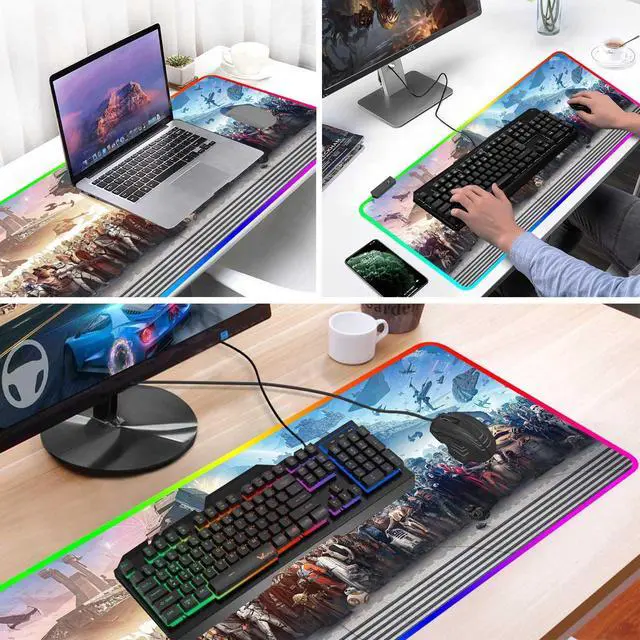 Alt view image 4 of 7 - XXL Large Gaming RGB Mouse Pad The Chosen One Custom Desk Pad,Mousepad with Anti-Slip Rubber Base,Stitched Frame Mouse Mat,Portable Desk Mat for Computer Keyboard Mice Laptop & PC,31.5X15.7 Inch