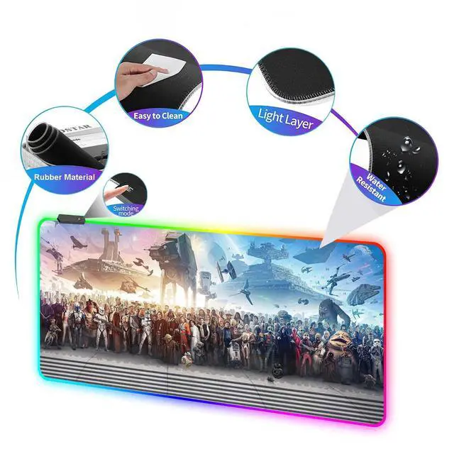 Alt view image 5 of 7 - XXL Large Gaming RGB Mouse Pad The Chosen One Custom Desk Pad,Mousepad with Anti-Slip Rubber Base,Stitched Frame Mouse Mat,Portable Desk Mat for Computer Keyboard Mice Laptop & PC,31.5X15.7 Inch