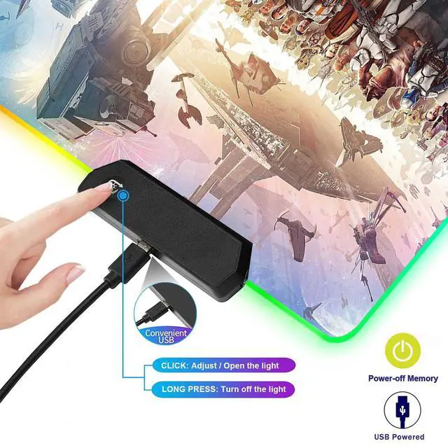 Alt view image 6 of 7 - XXL Large Gaming RGB Mouse Pad The Chosen One Custom Desk Pad,Mousepad with Anti-Slip Rubber Base,Stitched Frame Mouse Mat,Portable Desk Mat for Computer Keyboard Mice Laptop & PC,31.5X15.7 Inch