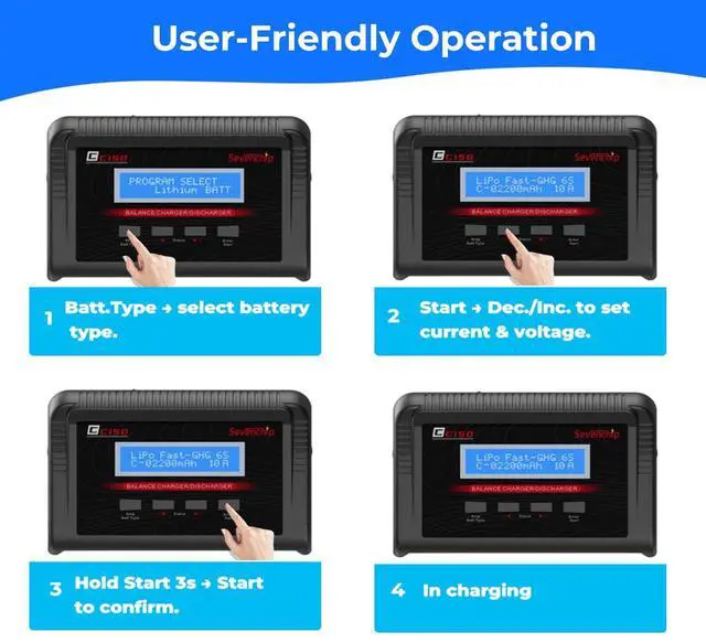 Alt view image 5 of 7 - LiPo Battery Charger, 150W 10A AC/DC RC Balance Charger for 1-6S LiPo/LiHV/Li-ion/Life, NiMH NiCd (1-15S) Pb, Fast Charging for RC Car, Drone, Airplane, Helicopter