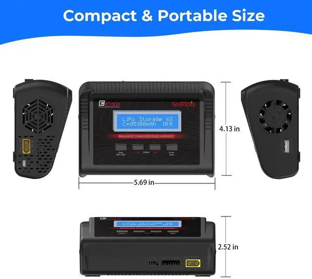 Alt view image 6 of 7 - LiPo Battery Charger, 150W 10A AC/DC RC Balance Charger for 1-6S LiPo/LiHV/Li-ion/Life, NiMH NiCd (1-15S) Pb, Fast Charging for RC Car, Drone, Airplane, Helicopter