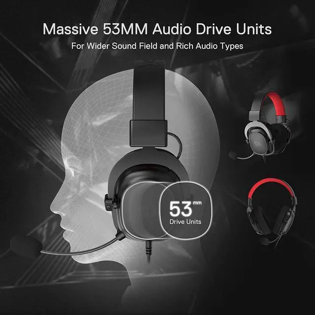 Alt view image 6 of 7 - H510 Zeus-X RGB Wired Gaming Headset - 7.1 Surround Sound - 53MM Audio Drivers in Memory Foam Ear Pads w/Reliable Fabric Cover- Multi Platforms Headphone - USB Powered for PC/PS4/NS