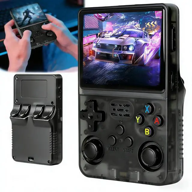 Main image of R36S Retro Handheld Game Console, 3.5 Inch 640x480 IPS Screen, 64GB Built-in 15,000+ Classic Game, Portable Hand Held 3500mAh Battery Retro Gaming Console with Open Source Linux System (Black 64GB)