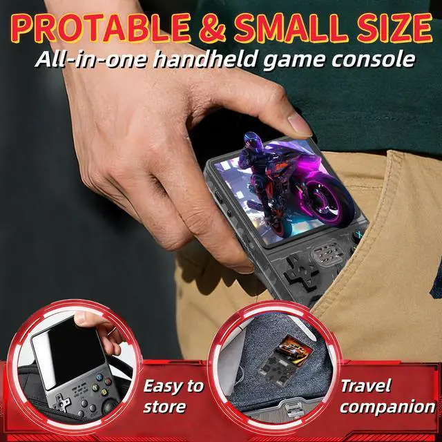 Alt view image 5 of 7 - R36S Retro Handheld Game Console, 3.5 Inch 640x480 IPS Screen, 64GB Built-in 15,000+ Classic Game, Portable Hand Held 3500mAh Battery Retro Gaming Console with Open Source Linux System (Black 64GB)