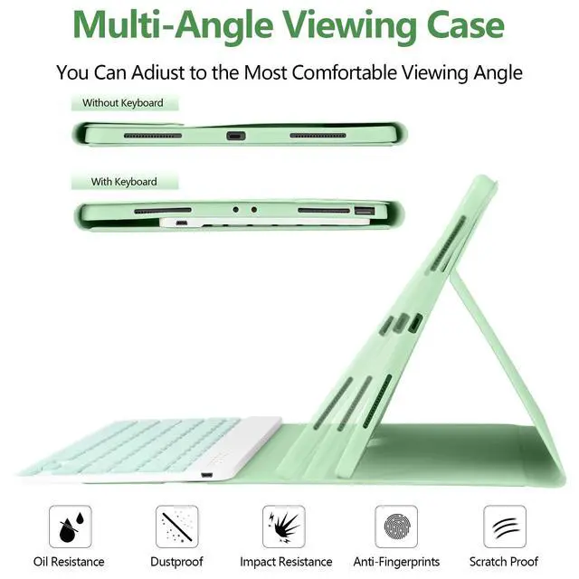 Alt view image 6 of 7 - iPad Pro 12.9 inch Case with Keyboard for iPad 12.9-inch 4th/5th/3rd Generation 2020/2021/2018 with Smart Magic Wireless Keyboard - Bulit-in Pencil Holder - Auto Sleep/Wake Function, Green
