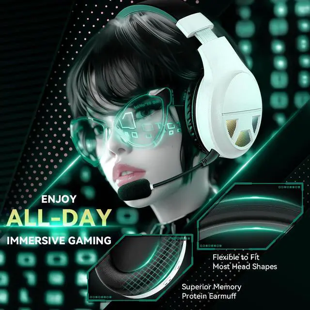 Alt view image 6 of 6 - Wireless Gaming Headset for PS5, PS4, PC, Switch, Gaming Headphones with 7.1 Surround Sound, Noise Isolating Microphone, Bluetooth 5.4, RGB Lights, 60H Battery Headsets for Mac, Laptop, Mobile