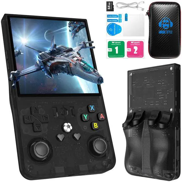 Main image of R36MAX Retro Handheld Game Console, 4.0 Inch 720x720 IPS Screen, 64GB Built-in 18,000+ Classic Game, Portable Hand Held Open Source Linux System, 4000mAh Battery Retro Gaming Console(Black 64GB)