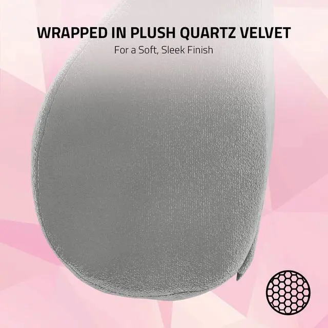 Alt view image 4 of 6 - Head Cushion Neck & Head Support for Gaming Chairs: Ergonomically Designed - Memory Foam Padding - Wrapped in Plush Pink Velvet - Quartz