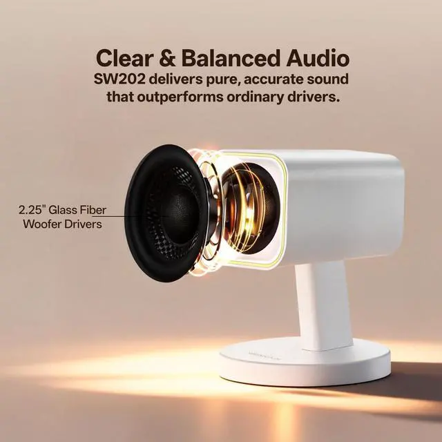 Alt view image 5 of 7 - SW202 24W Compact Computer Speakers, DSP 3 Modes 16bit USB DAC Bluetooth 5.2, 2.0 PC Multimedia RGB Gaming Speakers for Desktop Monitor Laptop, (Game/Movie/Music, White)