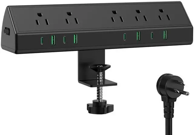 Main image of Desk Clamp Power Strip,45W Fast Charging Station,4 USB-C,4 USB-A,Desk Mount Surge Protector,1875W Extension Cord with Multiple Outlets,ETL Listed,for Home Office Dorm Room