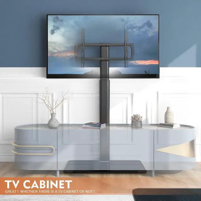 Alt view image 7 of 7 - Universal Floor TV Stand with Mount 80 Degree Swivel Height Adjustable and Space Saving Design for Most 27 to 65 inch LCD, LED OLED TVs, Perfect for Corner & Bedroom HT1002B