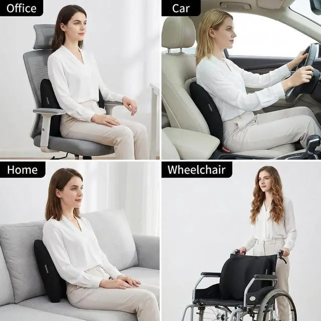 Alt view image 5 of 7 - Lumbar Support Pillow Memory Foam Back Cushion for Sciatica & Lower Back Pain Relief Orthopedic Posture Corrector for Office Chair Gaming Chair Car Seat Breathable Washable Dark Gray