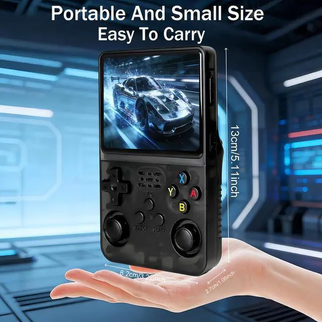 Alt view image 4 of 7 - R36s Retro Handheld Game Console, 640x480 Retro Gaming Console 3.5 Inch IPS HD Screen, 64GB Built-in 15,000+ Classic Game with Portable Hand Held Open Source Linux System, 3500mAh Battery