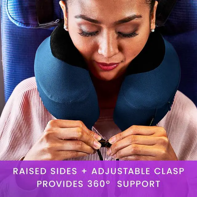 Alt view image 5 of 7 - Evolution S3 Travel Pillow Straps to Airplane Seat Ensures Your Head Wont Fall Forward Relax with Plush Memory Foam Quick-Dry Fabric Keeps You Cool and Dry (Indigo)