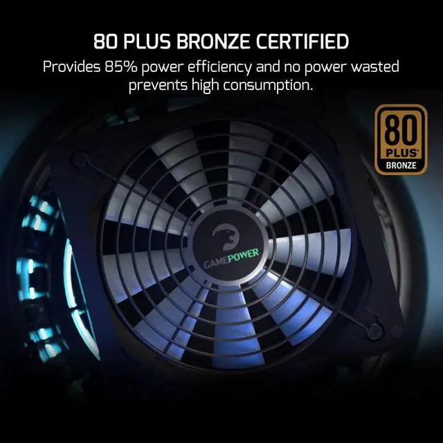 Alt view image 3 of 6 - GamePower Gp-650 PC Power Supply Unit: 650W, 80 Plus Bronze Certified, 85% Efficiency, Single +12V Rail, Low Noise 14 CM Fan, Ideal for Gaming PCs, Desktops, ATX, Micro ATX Desktop Computer - Black