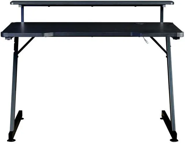 Alt view image 7 of 7 - Series 48" LED Gaming Desk with Riser Shelf, Cable Management Grommet, Cup Holder & Headphone Hook Carbon Fiber Black