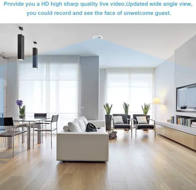 Alt view image 4 of 6 - . Hidden Camera Smoke Detector Wireless WiFi - Nanny Cams with Cell Phone App - 180 Days Battery Power, Night Vision, Motion Detection, Sideways Lens for Indoor Security, No Audio
