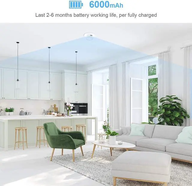 Alt view image 3 of 6 - . Hidden Camera Smoke Detector Wireless WiFi - Nanny Cams with Cell Phone App - 180 Days Battery Power, Night Vision, Motion Detection, Sideways Lens for Indoor Security, No Audio