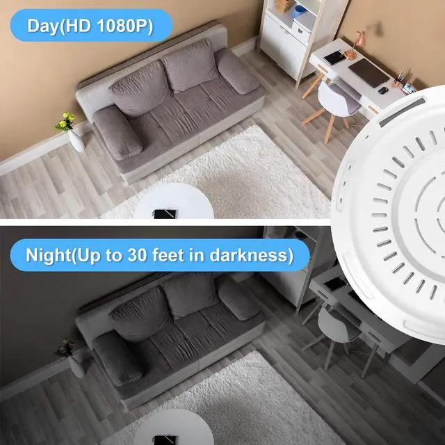 Alt view image 5 of 6 - . Hidden Camera Smoke Detector Wireless WiFi - Nanny Cams with Cell Phone App - 180 Days Battery Power, Night Vision, Motion Detection, Sideways Lens for Indoor Security, No Audio