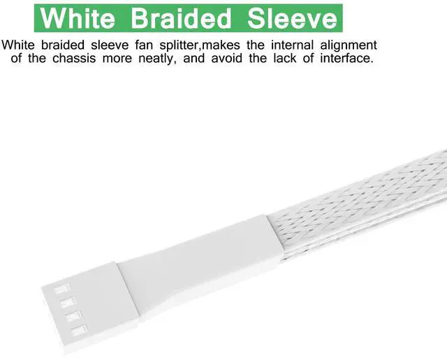Alt view image 3 of 4 - 2 Pack 10.6inch 4Pin PWM Fan Extension Splitter Cable 1 to 3 Ways - with 3Pin 4Pin Male Connector for Computer Case & CPU Cooling Fans(White)