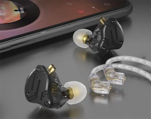 Alt view image 7 of 7 - KZ ZS10 Pro X in Ear Monitor Headphone, Upgraded 4BA 1DD KZ Headphone Multi Driver in Ear IEM Earphone with Detachable Silver-Plated 0.75mm 2Pin Cable inears for Audiophile(Dark,No Mic)