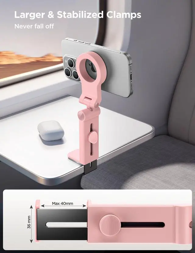 Alt view image 4 of 7 - for Magsafe Airplane Phone Holder Travel Essentials,Unlimited Scenery Hands-Free Plane Phone Holder, Airplane Travel Accessories for iPhone 17 Pro Max & Magsafe Case