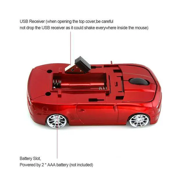 Alt view image 6 of 7 - for CL Car Mouse Wireless Sport Car Shape Laptop Desktop Computer Mouse Optical Mice 2.4GHz Nano USB with LED Headlight