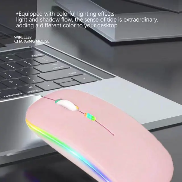 Alt view image 5 of 7 - Wireless Bluetooth Mouse,LED Dual Mode Rechargeable Silent Slim Laptop Mouse,Portable(BT5.2+USB Receiver) Dual Mode Computer Mice,for Laptop,Desktop Computer,ipad Tablet,Phone,TV (Pink)