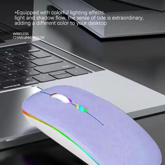 Alt view image 4 of 7 - Wireless Bluetooth Mouse,LED Dual Mode Rechargeable Silent Slim Laptop Mouse,Portable(BT5.2+USB Receiver) Dual Mode Computer Mice,for Laptop,Desktop Computer,ipad Tablet,Phone,Mac(Purple)
