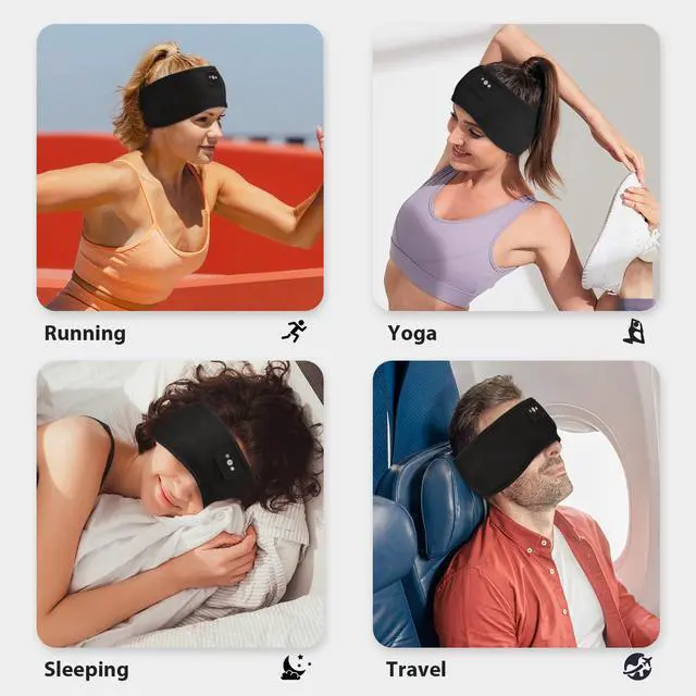 Alt view image 7 of 7 - Adjustable Headband Headphones, Sleeping Headphones with Ultra-Thin Speakers, Wireless Headband for Side Sleepers, Yoga, Running, Workout, Travel-Purple