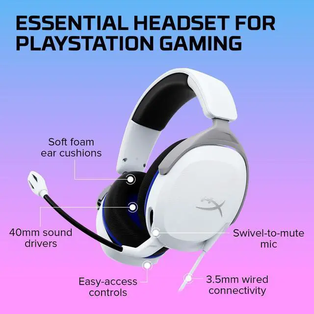 Alt view image 6 of 7 - Cloud Stinger 2 Core - Gaming Headset for Playstation, Lightweight Over-Ear Headset with mic, Swivel-to-Mute Function, 40mm Drivers - White