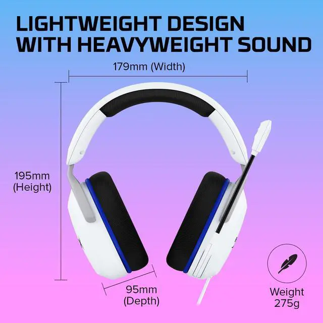 Alt view image 7 of 7 - Cloud Stinger 2 Core - Gaming Headset for Playstation, Lightweight Over-Ear Headset with mic, Swivel-to-Mute Function, 40mm Drivers - White