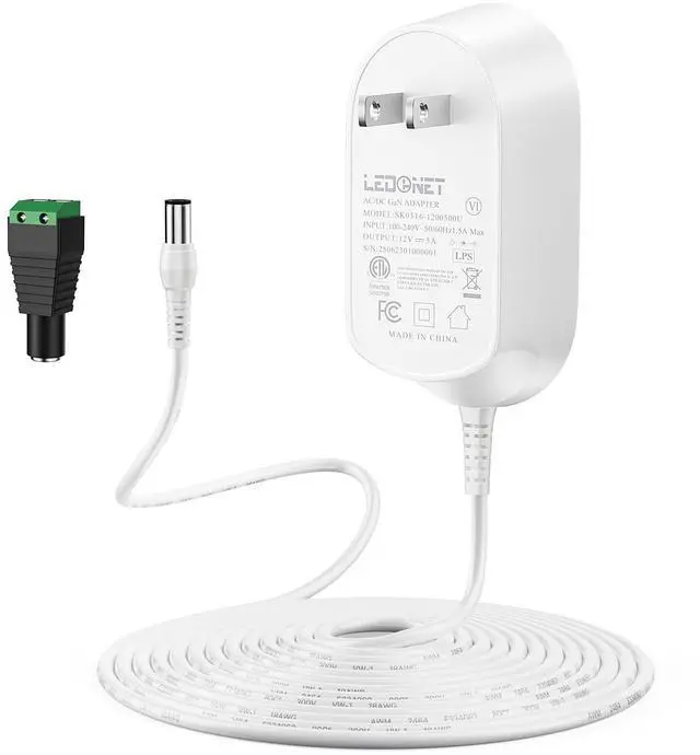 Main image of 12V 5A 60W GaN Power Supply ETL Listed AC 100V-240V to 12V Converter Power Adapter with 5.5 x 2.1mm Jack for Low Voltage DC12V LED Strip Lights, Printer, CCTV, Fan, Router