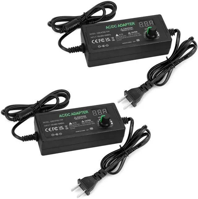 Main image of 3V-12V 5A 60W Universal Power Supply, 100V-240V AC to DC Converter, Switching Power Supply with LED Display, AC/DC Adapter, Compatible with 5.5x2.5mm & 5.5x2.1mm Plugs, 2 Pack
