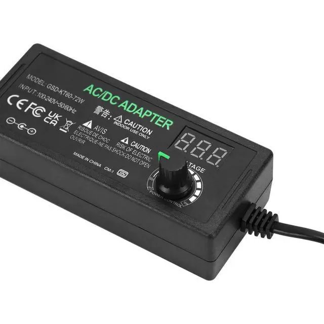Alt view image 2 of 7 - 3V-12V 5A 60W Universal Power Supply, 100V-240V AC to DC Converter, Switching Power Supply with LED Display, AC/DC Adapter, Compatible with 5.5x2.5mm & 5.5x2.1mm Plugs, 2 Pack