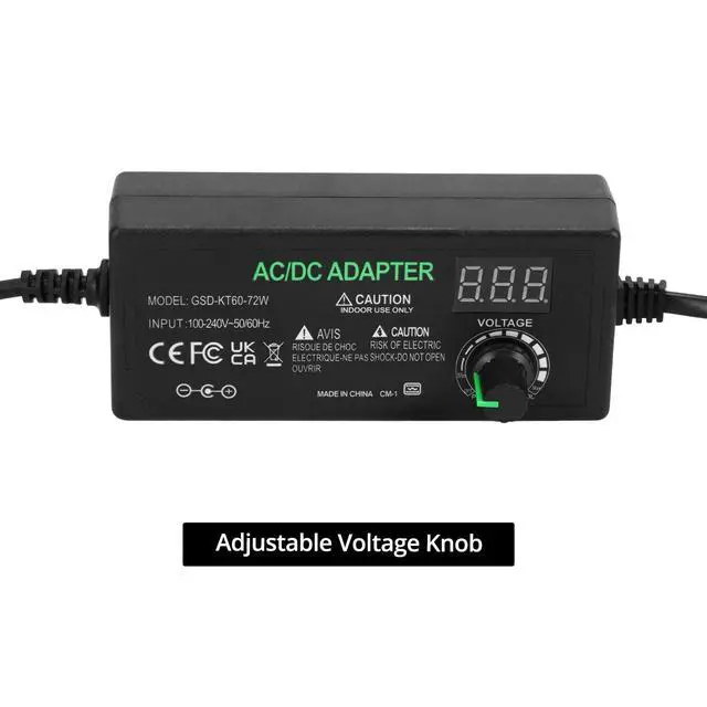 Alt view image 4 of 7 - 3V-12V 5A 60W Universal Power Supply, 100V-240V AC to DC Converter, Switching Power Supply with LED Display, AC/DC Adapter, Compatible with 5.5x2.5mm & 5.5x2.1mm Plugs, 2 Pack