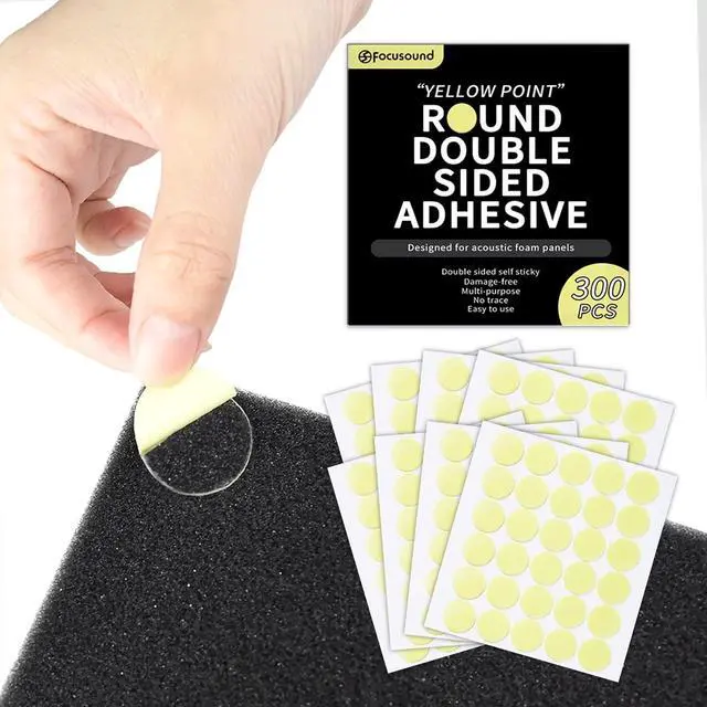 Main image of 300 Pack Yellow Point Double-Sided Adhesive Dots for Acoustic Soundproofing Foam Panels