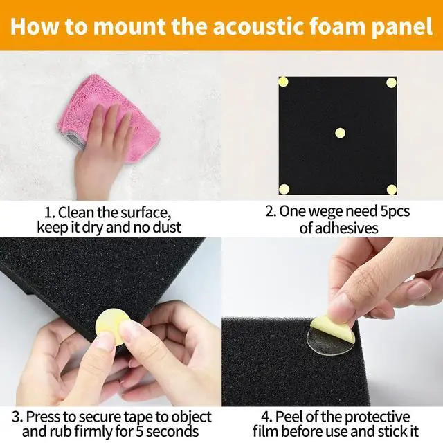 Alt view image 5 of 6 - 300 Pack Yellow Point Double-Sided Adhesive Dots for Acoustic Soundproofing Foam Panels