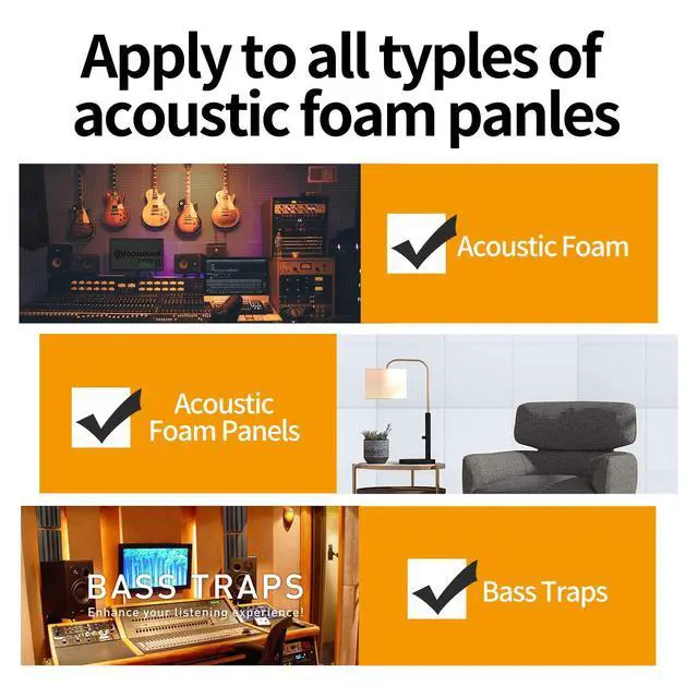 Alt view image 6 of 6 - 300 Pack Yellow Point Double-Sided Adhesive Dots for Acoustic Soundproofing Foam Panels