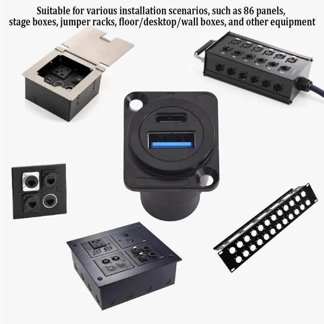 Alt view image 3 of 7 - 2PCS Dual USB Panel Mount Adapter,USB-C 3.1 & USB 3.0 Female to Female Connector,USB A & Type C Feedthrough Bulkhead Socket for Car/Home/Industrial Use