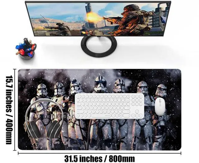 Alt view image 2 of 7 - Extra Large Gaming Mouse Pad Design Desk Pad XXL,Mousepad with Non-Slip Rubber Base & Stitched Edges Mouse Mat,Portable Desk Mat for Computer Keyboard Mice Laptop and PC,31.5X15.7 inches