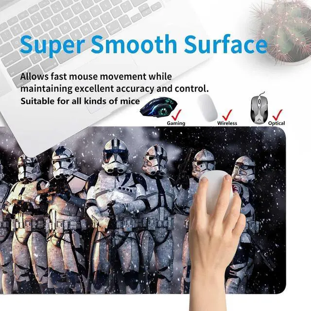 Alt view image 4 of 7 - Extra Large Gaming Mouse Pad Design Desk Pad XXL,Mousepad with Non-Slip Rubber Base & Stitched Edges Mouse Mat,Portable Desk Mat for Computer Keyboard Mice Laptop and PC,31.5X15.7 inches